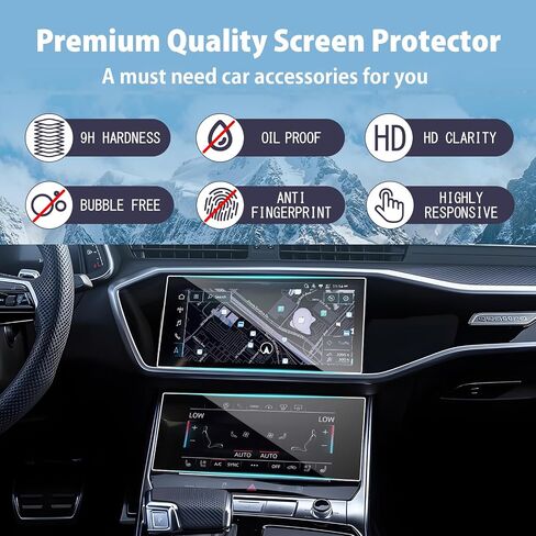 LUWU لعام 2023 2024 Audi A6 A7 Q7 Q8 واقي شاشة Audi A6 A7 Q7 Q8 ملحقات 2019-2024 Audi A6 A7 واقي شاشة من الزجاج المقسى 9H مضاد للوهج Q7 Q8 شاشة لمس واقية فيلم معلومات ترفيهية in Kuwait