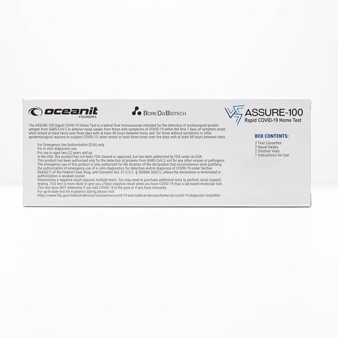 ASSURE-100 اختبار سريع لكوفيد-19، حزمة متعددة، 6 اختبارات إجمالية، اختبار ذاتي في المنزل معتمد من إدارة الغذاء والدواء الأمريكية (EUA)، نتائج سريعة باستخدام مسحة أنف غير جراحية، سهل الاستخدام ولا يسبب أي إزعاج in Saudi Arabia