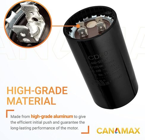 Canamax 708-850 MFD uf 50/60 هرتز 110-125 فولت تيار متردد مكثف بدء مستدير - بديل لتشغيل محرك التيار المتردد أو تشغيل المروحة ومكيف الهواء البارد أو الحراري - يستبدل 11028 11928 PMJ708 PMJ708A in Kuwait