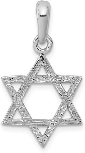 FB JEWELS Solid 14K White Gold Star Of David Pendant (0.59 x 1.02 Inches) in Saudi Arabia