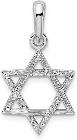 FB JEWELS Solid 14K White Gold Star Of David Pendant (0.59 x 1.02 Inches) in Saudi Arabia