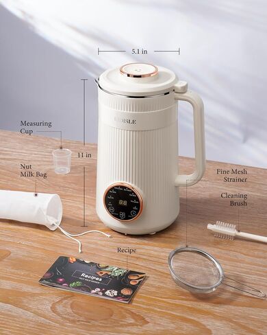 صانع حليب الجوز 8 في 1 من كيديسل، آلة الصويا الأوتوماتيكية 32oz لللوز محلي الصنع والشوفان وجوز الهند وفول الصويا والحليب النباتي والمشروبات غير الألبان مع تأخير البدء/الحفاظ على الدفء/التنظيف الذاتي/ماء الغليان، بيج in Kuwait