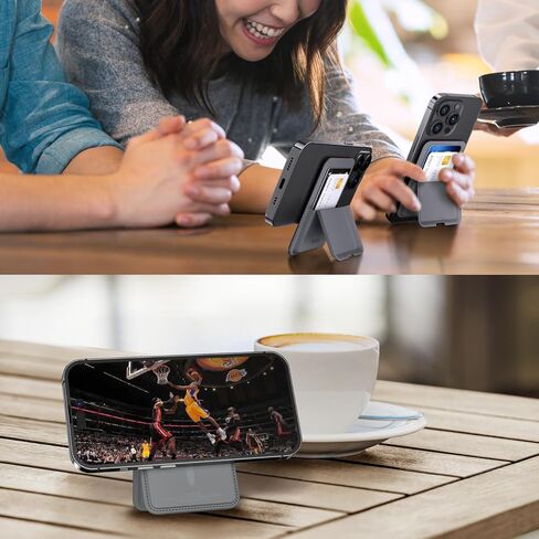 محفظة WIWU Magsafe مع حامل قابل للتعديل، محفظة مغناطيسية متوافقة مع سلسلة iPhone 15/14/13/12، ملحقات Magsafe، 3 حامل بطاقات، ليست لهاتف iPhone 13/12 mini، رمادي in Saudi Arabia