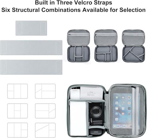 miloocul Large Capacity Electronics Accessories Organizer Travel Case with Adjustable Divider Waterproof Leather Cord Organizer Case Shockproof Tech Organizer Case (Black, Single Layer) in Kuwait