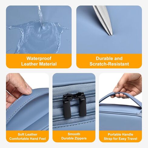 miloocul Large Capacity Electronics Accessories Organizer Travel Case with Adjustable Divider Waterproof Leather Cord Organizer Case Shockproof Tech Organizer Case (Black, Single Layer) in Kuwait