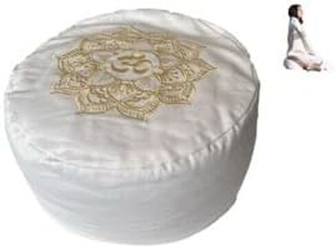 Vendorus Meditation Cushion Yoga Pillow with Buckwheat Hull Fill, Round Bolster Pillow for Sitting and Meditating, White, 30 * 30 * 15 cm in Saudi Arabia