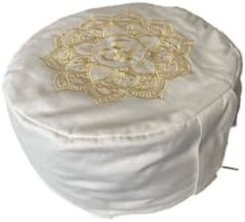 Vendorus Meditation Cushion Yoga Pillow with Buckwheat Hull Fill, Round Bolster Pillow for Sitting and Meditating, White, 30 * 30 * 15 cm in Saudi Arabia