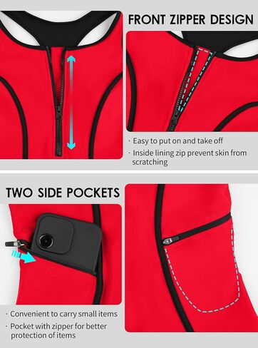 beautyin Women Zipper One Piece Swimsuit Athletic Racerback Bathing Suit with Pockets in Kuwait
