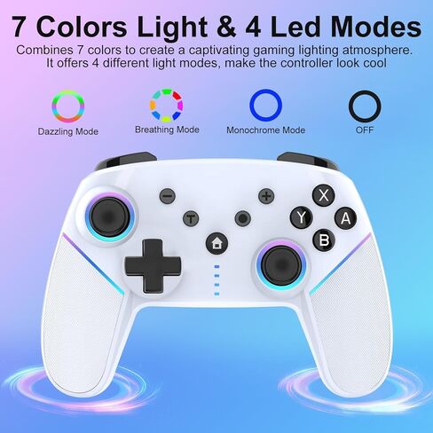 وحدة تحكم لاسلكية Switch Pro لجهاز تحكم Nintendo Switch/Lite/OLED، وحدة تحكم Nintendo Switch Pro مع ضوء LED رائع، قابلة للبرمجة، 6 محاور، توربو قابل للتعديل، اهتزاز مزدوج 4 سرعات، استيقظ in Kuwait