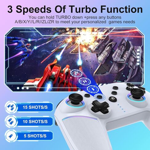 وحدة تحكم لاسلكية Switch Pro لجهاز تحكم Nintendo Switch/Lite/OLED، وحدة تحكم Nintendo Switch Pro مع ضوء LED رائع، قابلة للبرمجة، 6 محاور، توربو قابل للتعديل، اهتزاز مزدوج 4 سرعات، استيقظ in Kuwait