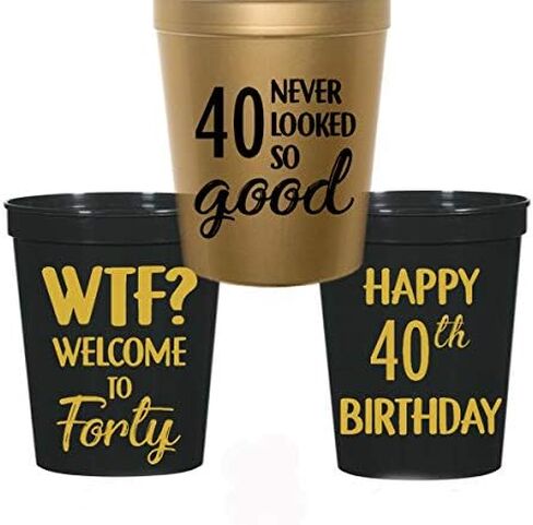 40th Birthday Stadium Plastic Cups - WTF, Welcome to 40, 40 Never Looked So Good (10 cups) in Saudi Arabia