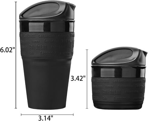 ZEYENNEYEZ Collapsible Silicone Coffee Cup/Mug, 350 ml/12oz, Reuseable Travel Mug, Silicone Folding Cup with Lid, BPA Free, Dishwasher Safe, For Hot or Cold Beverages, Non-Toxic in Saudi Arabia