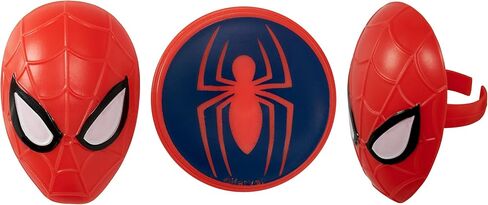 DecoPac Marvel's Spider-Man™ Spider and Mask Rings, Spider-Man Cupcake Decorations, Red and Blue Food Safe Cake Toppers – 24 Pack in Kuwait
