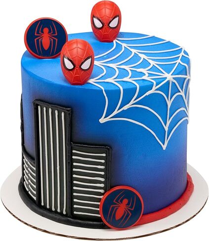DecoPac Marvel's Spider-Man™ Spider and Mask Rings, Spider-Man Cupcake Decorations, Red and Blue Food Safe Cake Toppers – 24 Pack in Kuwait