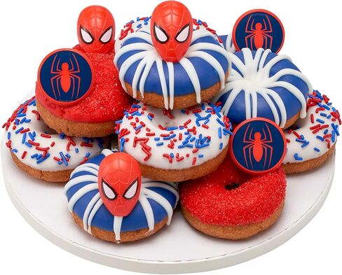 DecoPac Marvel's Spider-Man™ Spider and Mask Rings, Spider-Man Cupcake Decorations, Red and Blue Food Safe Cake Toppers – 24 Pack in Kuwait