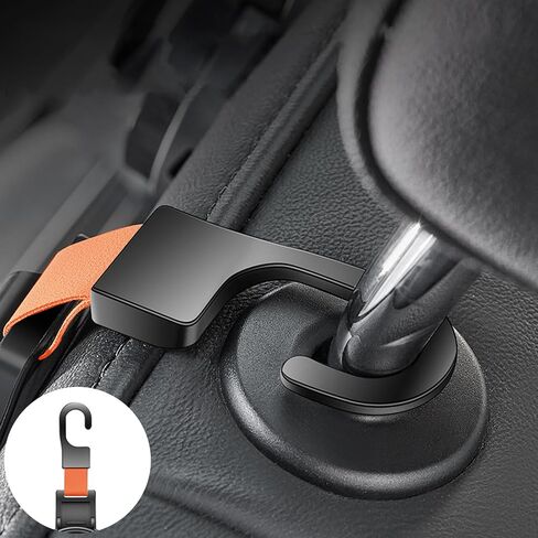2PCS Multifunctional Hook for Car Seat Back,3 in 1 Foldable Car Cup Holder with Car Purse Hook and Phone Holder for Car Seat Organizer Behind Over .(Orange) in Saudi Arabia