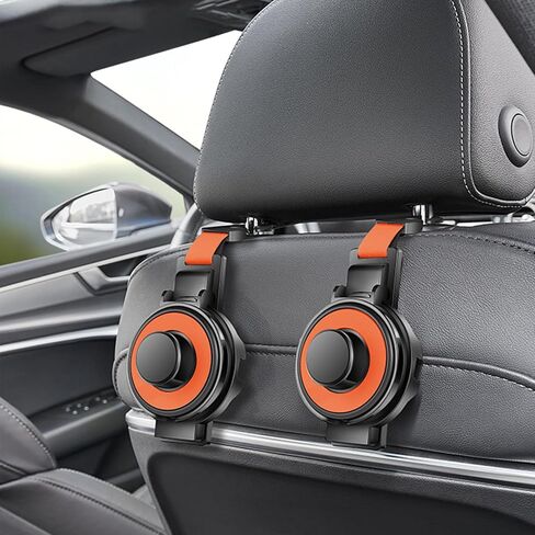 2PCS Multifunctional Hook for Car Seat Back,3 in 1 Foldable Car Cup Holder with Car Purse Hook and Phone Holder for Car Seat Organizer Behind Over .(Orange) in Saudi Arabia