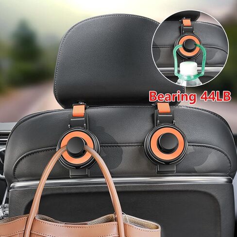2PCS Multifunctional Hook for Car Seat Back,3 in 1 Foldable Car Cup Holder with Car Purse Hook and Phone Holder for Car Seat Organizer Behind Over .(Orange) in Saudi Arabia