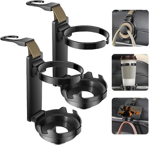 2PCS Multifunctional Hook for Car Seat Back,3 in 1 Foldable Car Cup Holder with Car Purse Hook and Phone Holder for Car Seat Organizer Behind Over .(Orange) in Saudi Arabia
