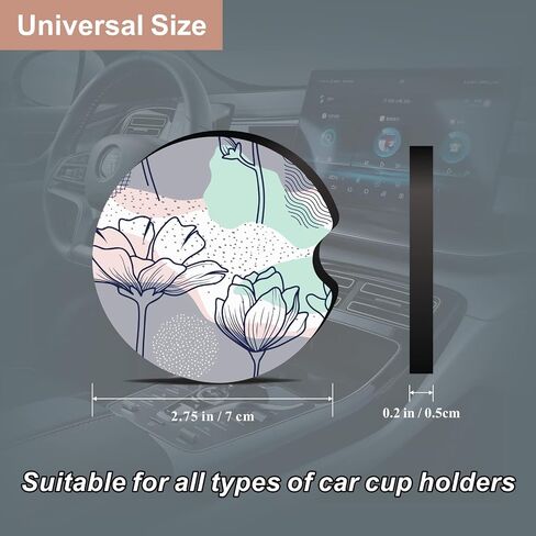 Oppsviust Car Cup Holder Coaster, Car Coasters for Cup Holders, 2PCS Universal Anti Slip Car Assecories, 2.75in Cute Car Coaster with A Finger Notch, Rubber Car Cup Mat for Women Wen(Tropical Flowers) in Saudi Arabia