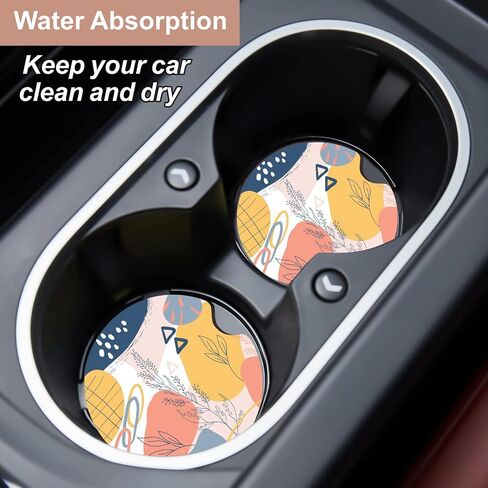 Oppsviust Car Cup Holder Coaster, Car Coasters for Cup Holders, 2PCS Universal Anti Slip Car Assecories, 2.75in Cute Car Coaster with A Finger Notch, Rubber Car Cup Mat for Women Wen(Tropical Flowers) in Saudi Arabia