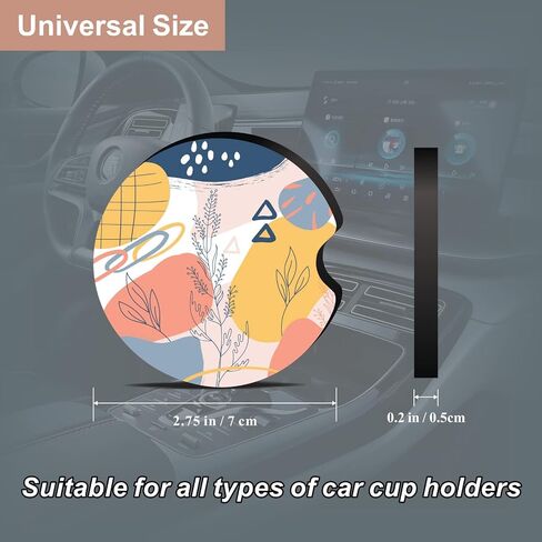 Oppsviust Car Cup Holder Coaster, Car Coasters for Cup Holders, 2PCS Universal Anti Slip Car Assecories, 2.75in Cute Car Coaster with A Finger Notch, Rubber Car Cup Mat for Women Wen(Tropical Flowers) in Saudi Arabia