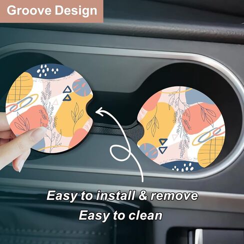 Oppsviust Car Cup Holder Coaster, Car Coasters for Cup Holders, 2PCS Universal Anti Slip Car Assecories, 2.75in Cute Car Coaster with A Finger Notch, Rubber Car Cup Mat for Women Wen(Tropical Flowers) in Saudi Arabia