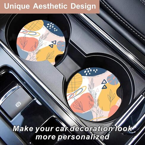 Oppsviust Car Cup Holder Coaster, Car Coasters for Cup Holders, 2PCS Universal Anti Slip Car Assecories, 2.75in Cute Car Coaster with A Finger Notch, Rubber Car Cup Mat for Women Wen(Tropical Flowers) in Saudi Arabia