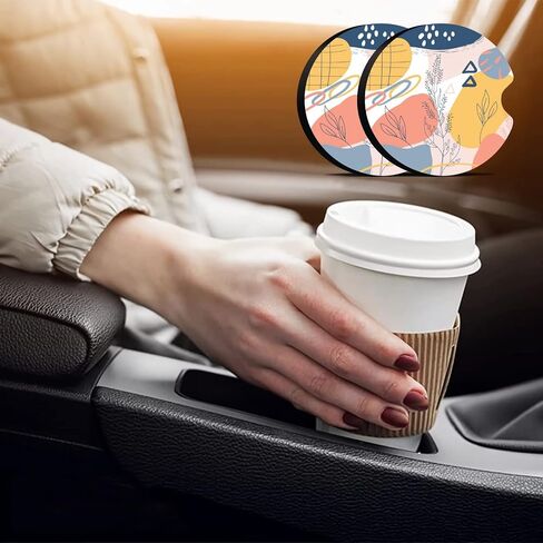 Oppsviust Car Cup Holder Coaster, Car Coasters for Cup Holders, 2PCS Universal Anti Slip Car Assecories, 2.75in Cute Car Coaster with A Finger Notch, Rubber Car Cup Mat for Women Wen(Tropical Flowers) in Saudi Arabia