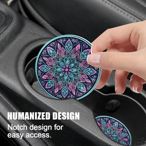 Sosolong 4PCS Car Coasters for Cup Holders - Absorbent Car Coasters Car Accessories 2.56" Ceramic Coasters with Cork Back and Finger Slot, Drink Cup Holder Coasters to Keep it Clean and Dry (Marble) in Saudi Arabia