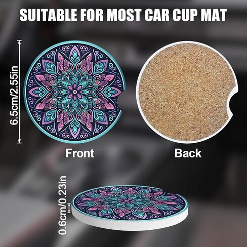 Sosolong 4PCS Car Coasters for Cup Holders - Absorbent Car Coasters Car Accessories 2.56" Ceramic Coasters with Cork Back and Finger Slot, Drink Cup Holder Coasters to Keep it Clean and Dry (Marble) in Saudi Arabia
