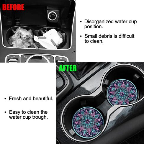 Sosolong 4PCS Car Coasters for Cup Holders - Absorbent Car Coasters Car Accessories 2.56" Ceramic Coasters with Cork Back and Finger Slot, Drink Cup Holder Coasters to Keep it Clean and Dry (Marble) in Saudi Arabia