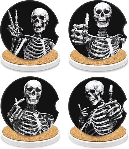 Sosolong 4PCS Car Coasters for Cup Holders - Absorbent Car Coasters Car Accessories 2.56" Ceramic Coasters with Cork Back and Finger Slot, Drink Cup Holder Coasters to Keep it Clean and Dry (Marble) in Saudi Arabia