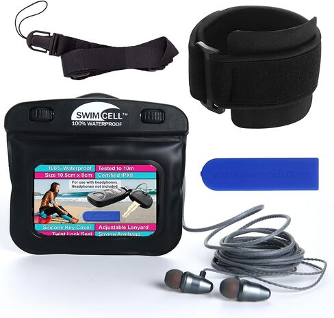 Waterproof Key Pouch For Swimming - Key Holder Case for Car Key Fob Money, MP3 Player. Adjustable Armband and Neck Lanyard, Silicone Key Cover For Arm Wrist or Ankle. IPX8. For Swimming and Running. in Saudi Arabia
