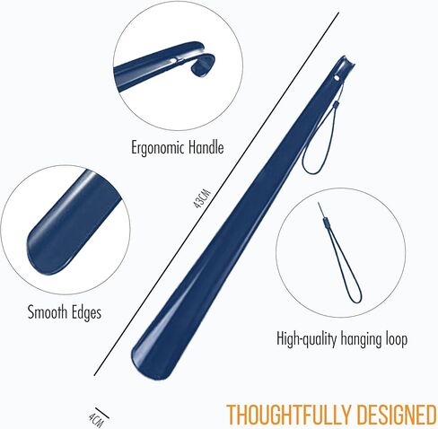 TYGA لبيسة حذاء طويلة بمقبض طويل 17 بوصة 43 سم - لبيسة حذاء بلاستيكية للرجال والنساء مع قبضة مريحة - لبيسة أحذية طويلة مرنة لكبار السن (أزرق) (عبوة من 1) in Kuwait