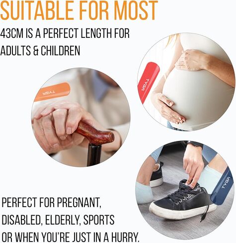 TYGA لبيسة حذاء طويلة بمقبض طويل 17 بوصة 43 سم - لبيسة حذاء بلاستيكية للرجال والنساء مع قبضة مريحة - لبيسة أحذية طويلة مرنة لكبار السن (أزرق) (عبوة من 1) in Kuwait