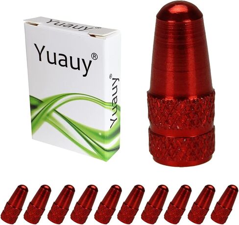 Yuauy 10 Pcs Red MTB Presta Bike Bicycle Road Racing Coloured Metal Anodized Machined Aluminum Alloy Tire French Style Valve Cap Dust Covers in Saudi Arabia