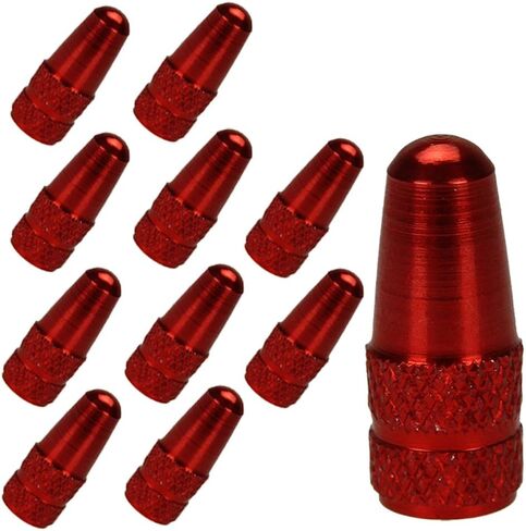 Yuauy 10 Pcs Red MTB Presta Bike Bicycle Road Racing Coloured Metal Anodized Machined Aluminum Alloy Tire French Style Valve Cap Dust Covers in Saudi Arabia