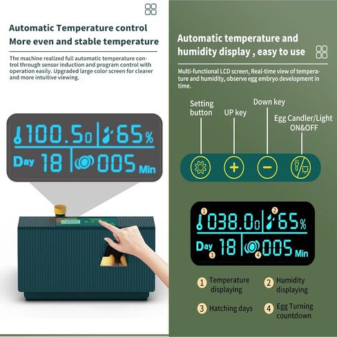 Egg Incubator with Automatic Egg turning and Humidity Control, 10 Eggs Incubator with Automatic Temperature Control, Eggs Incubator for Hatching Chicken Goose Pigeon Quail Duck in Saudi Arabia