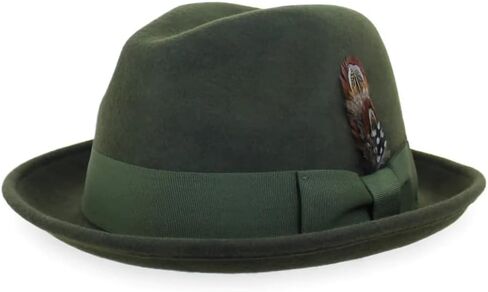 Belfry Trilby Men/Women Snap Brim Vintage Style Dress Fedora Hat 100% Pure Wool Felt Available in Black, Grey, Pecan (Medium Brown) in Kuwait