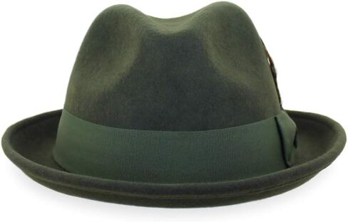 Belfry Trilby Men/Women Snap Brim Vintage Style Dress Fedora Hat 100% Pure Wool Felt Available in Black, Grey, Pecan (Medium Brown) in Kuwait