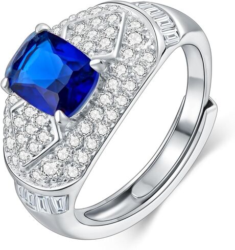 925 Sterling Silver Aquamarine Ring Ringsstone Rings for Women Cushion Cut Gemstone Engagy Rings Channel Set March Birthstone Anniversary Size 7 in Kuwait