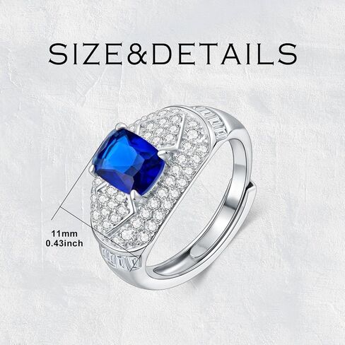 925 Sterling Silver Aquamarine Ring Ringsstone Rings for Women Cushion Cut Gemstone Engagy Rings Channel Set March Birthstone Anniversary Size 7 in Kuwait