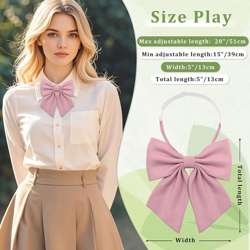 Solid Color Bow Tie for Women Gril, Adjustable Women Bow Tie, Pre-Tied Bowtie for Uniform School Party Cosplay Prom in Saudi Arabia