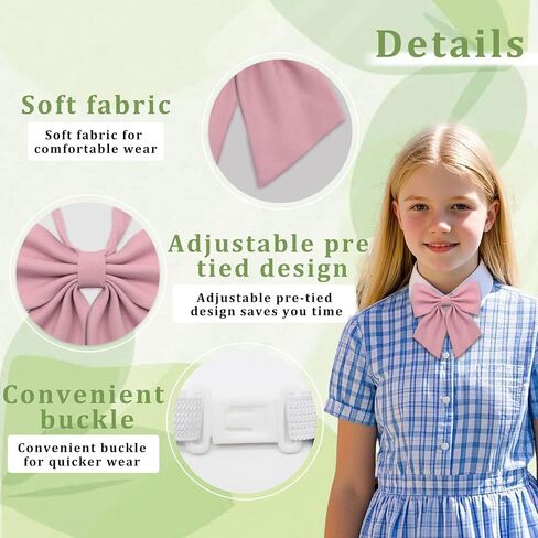 Solid Color Bow Tie for Women Gril, Adjustable Women Bow Tie, Pre-Tied Bowtie for Uniform School Party Cosplay Prom in Saudi Arabia