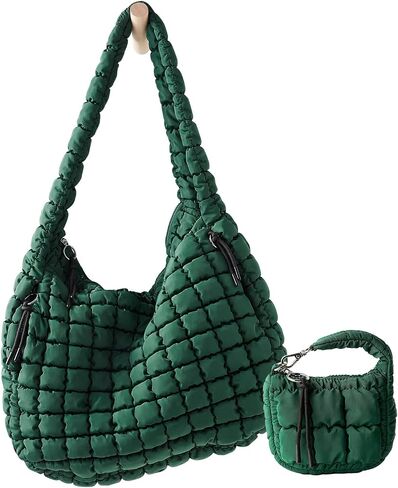 Quilted Tote Bag for Women with Mini Pouch Puffer Bags Puffy Crossbody Purse Large Hobo Puff Shoulder Carryall Handbag Gift in Kuwait