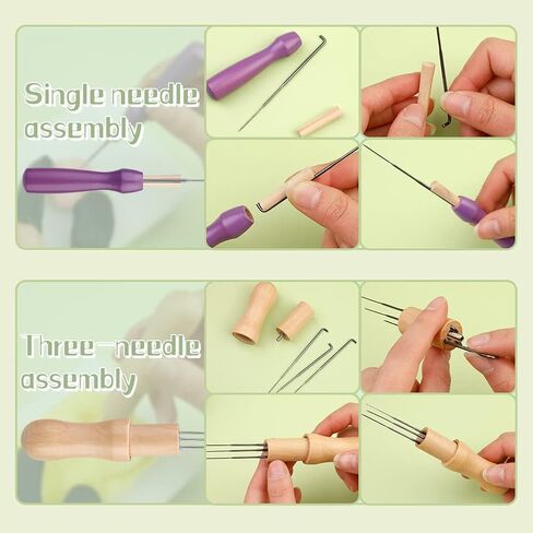 JUPEAN Needle Felting Kit, Wool Roving (5g/Color), Complete Needle Felting Starter Kit with Basic Felt Tools and Supplies Wool Fibre Spinning Craft Wet Felting Material for Beginners in Kuwait