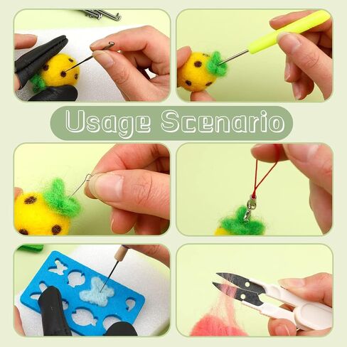 JUPEAN Needle Felting Kit, Wool Roving (5g/Color), Complete Needle Felting Starter Kit with Basic Felt Tools and Supplies Wool Fibre Spinning Craft Wet Felting Material for Beginners in Kuwait