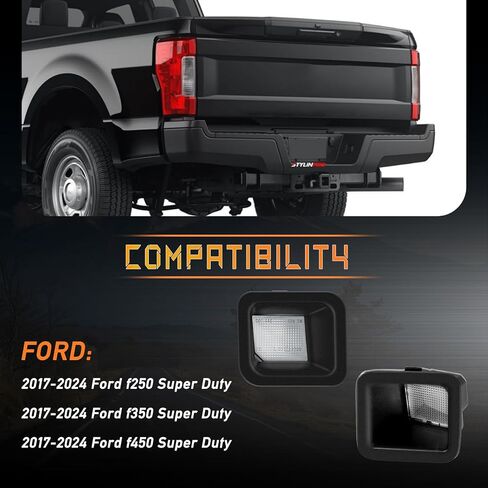 LED License Plate Light Compatible with 2017-2024 Ford F250 F350 F450 Super Duty Pickup Truck Tag Lamp Assembly with Socket 6000K White Bulb, Pack of 2 in Saudi Arabia