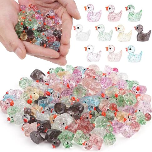 100Pcs Mini Resin Ducks, Tiny Ducks Figurines Bulk for Miniature Dollhouse Decor Accessories Garden Aquarium Potted DIY Ornament Party Toys in Kuwait